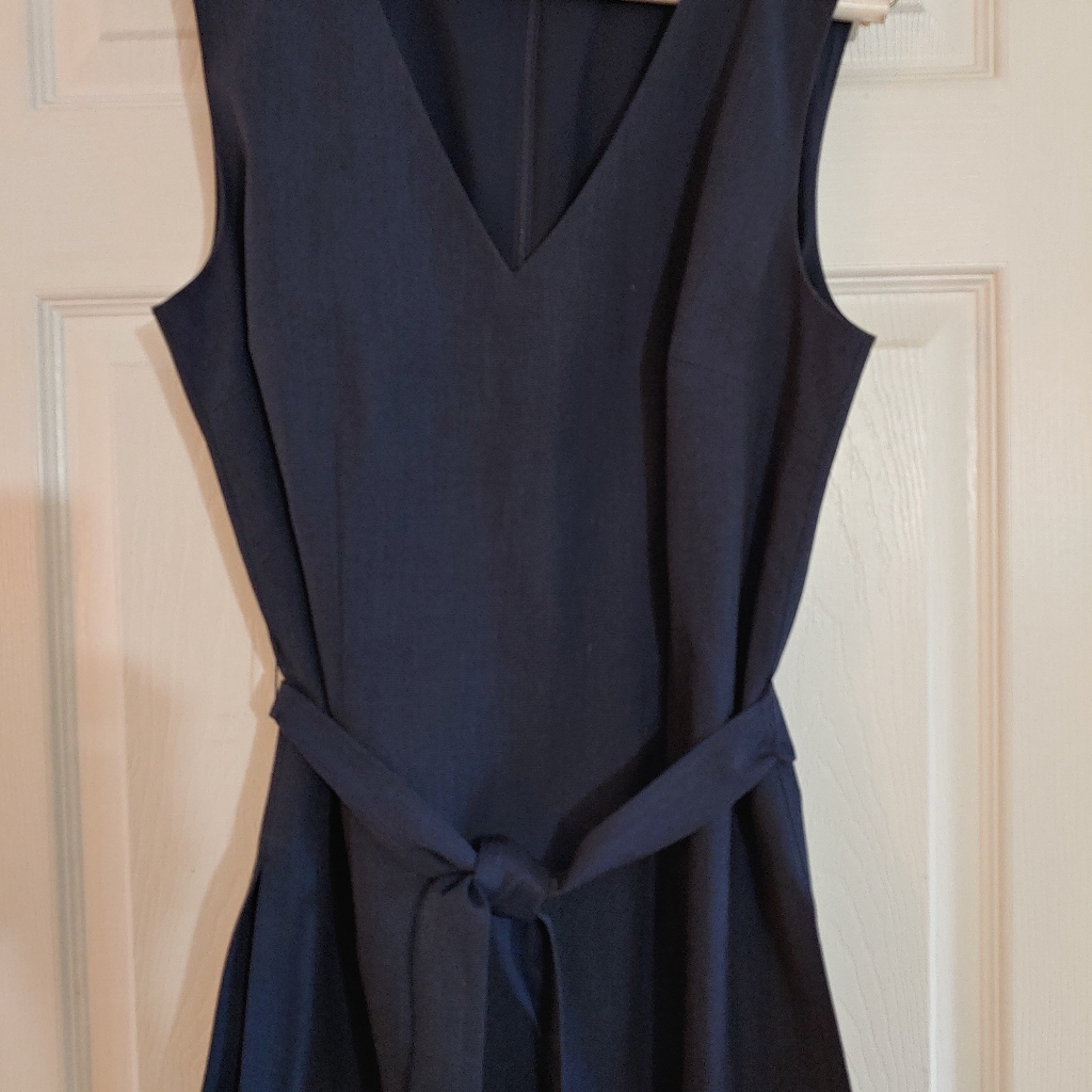 Anne Taylor Tunic Shirt Linen Navy Blue Top Linen Tailored Dress Shirt 6